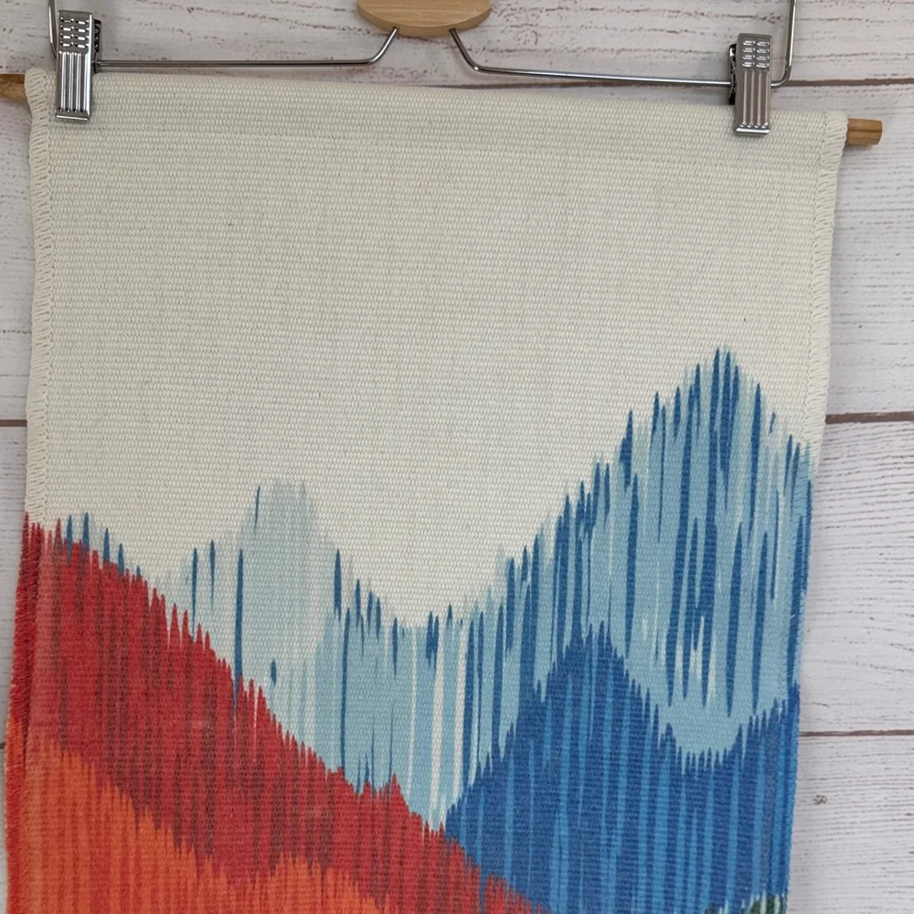 Colorful Mountain Tapestry Wall Hanging with fringe - boho 30